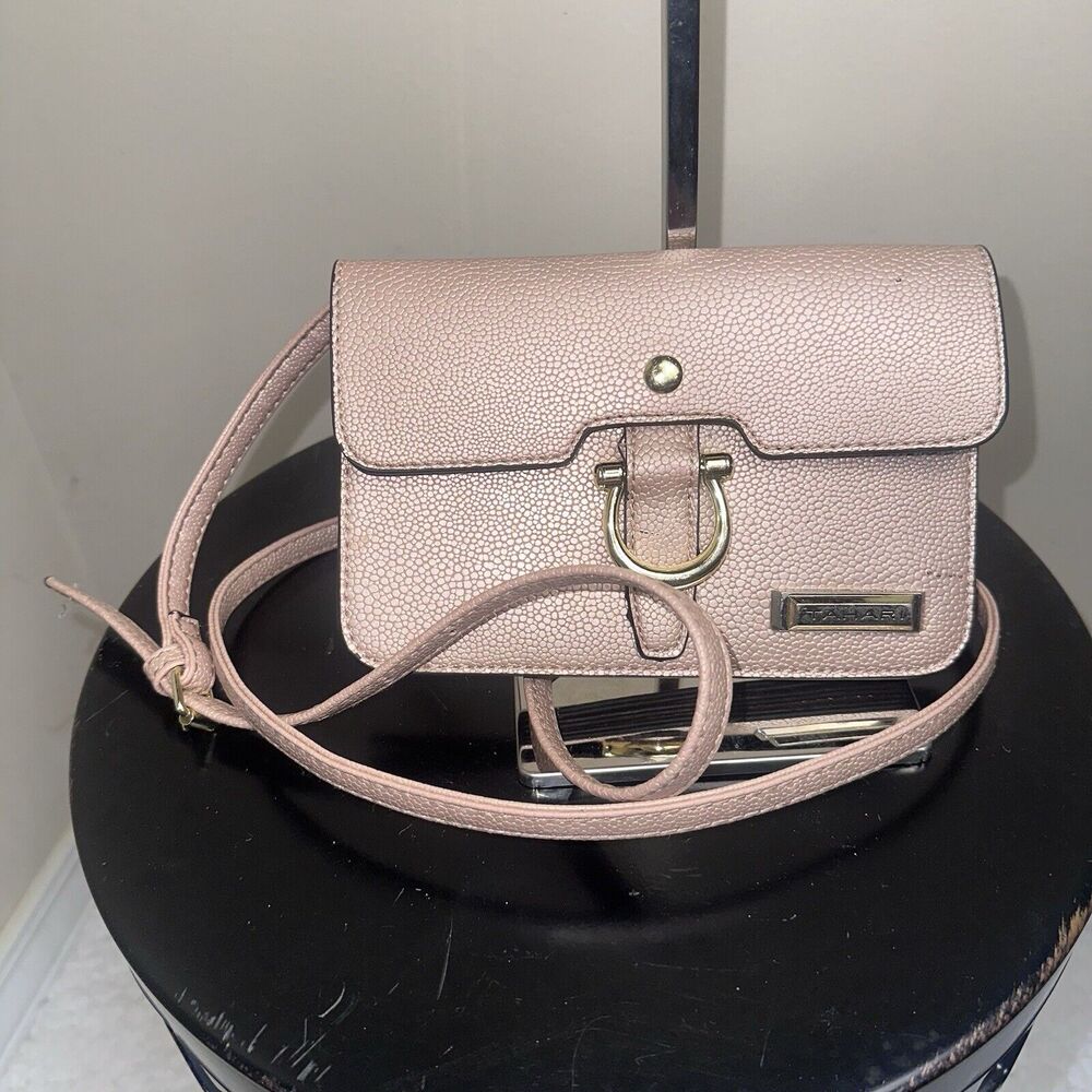 Tahari Pink Pebble Textured Crossbody Shoulder Wallet Handbag EUC